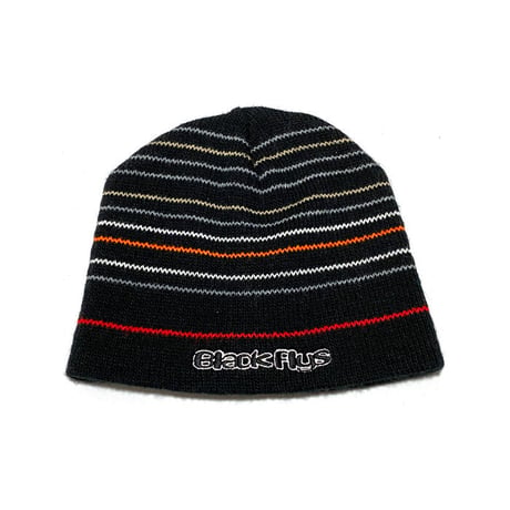 【USED】90'S BLACK FLYS KNIT BEANIE MULTI BORDER