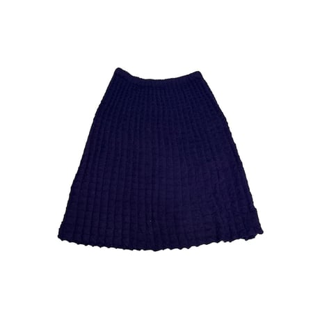 【USED】90's Deep Navy Knit Pleated Midi Skirt