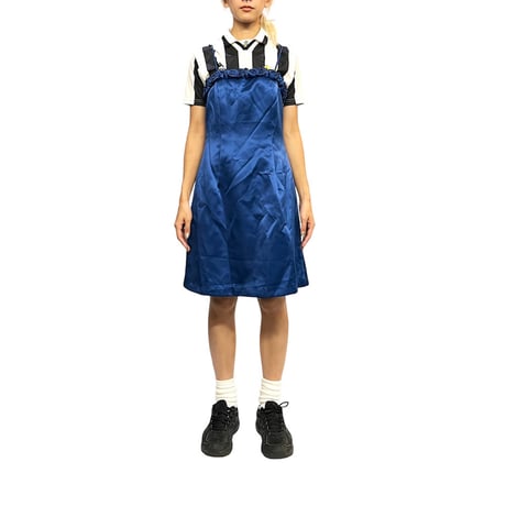 【USED】90's DE LARU by Sheila Yen BLUE ROSE SATIN DRESS