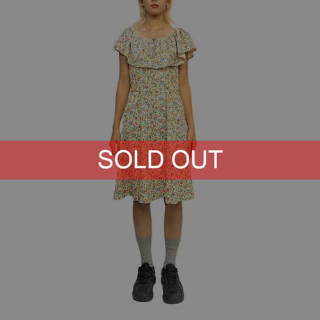 【USED】70'S ECRU FLORAL DRESS