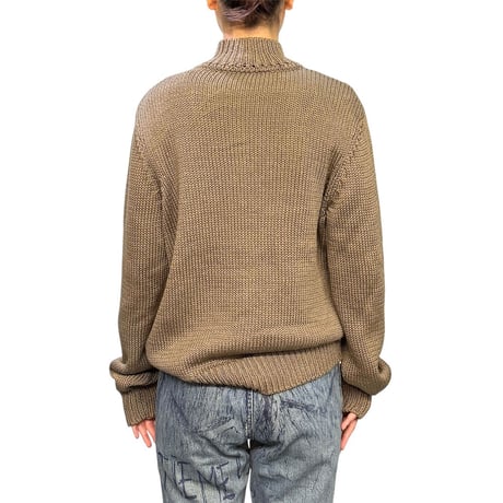 【USED】00's Bloomingdale’s Italian Cotton Stand Collar Knit Cardigan