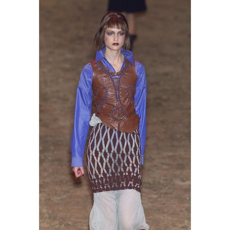 【USED】JEAN PAUL GAULTIER SOLEIL 2001SS LASER CUTTING LEATHER VEST