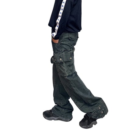 【USED】00's Fishbone Bondage Denim Cargo Pants