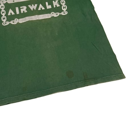 【USED】80's-90's AIRWALK ID Bracelet Logo T-Shirt Faded Green