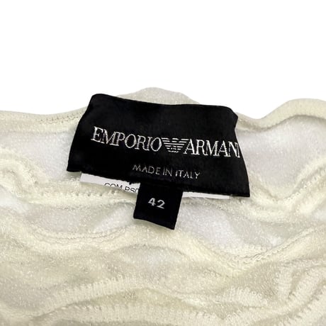 【USED】00's EMPORIO ARMANI 3D Wave Embroidered Sheer Top