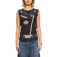 【USED】90's-00's HARLEY DAVIDSON Studded Biker Print Sleeveless Top