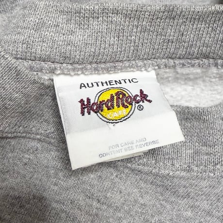 【USED】90's Hard Rock Cafe Honolulu Flock Print Sweatshirt Made in USA