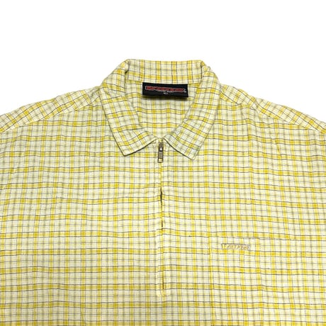【USED】00's VANS HALF ZIP CHECK SHIRT YELLOW
