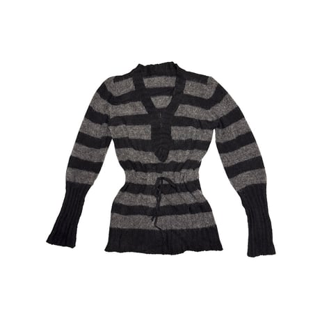【USED】00's Italian Mohair Gothic Stripe Drawstring Knit Tunic