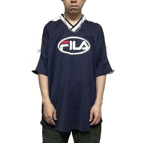 【USED】90'S FILA FOOTBALL T-SHIRT NAVY