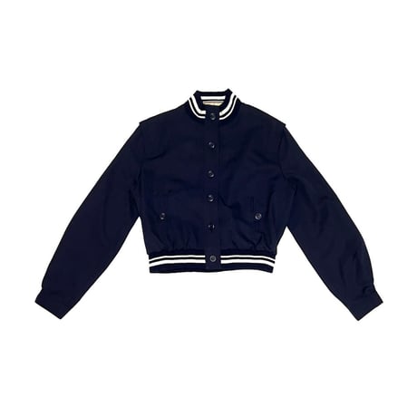 【USED】80's CACHE D'OR CROPPED BUTTON JACKET NAVY