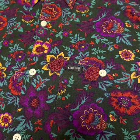 【USED】90's GUESS by Georges Marciano Floral Rayon Shirt Made in USA