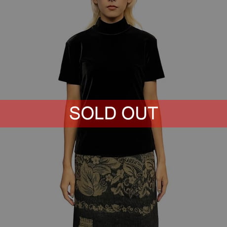 【USED】90's ANN TAYLOR MOCK NECK VELOUR S/S TOP