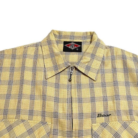 【USED】90'S-00'S BEAR USA S/S CHECK ZIP SHIRT