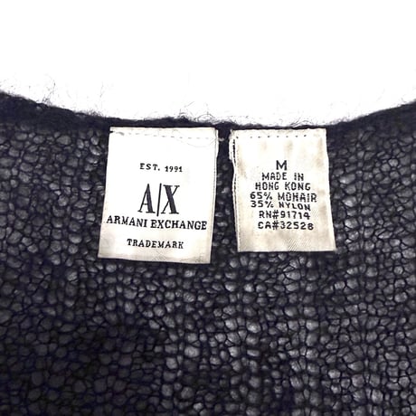【USED】00's Armani Exchange Mohair Sheer Black V-Neck Knit