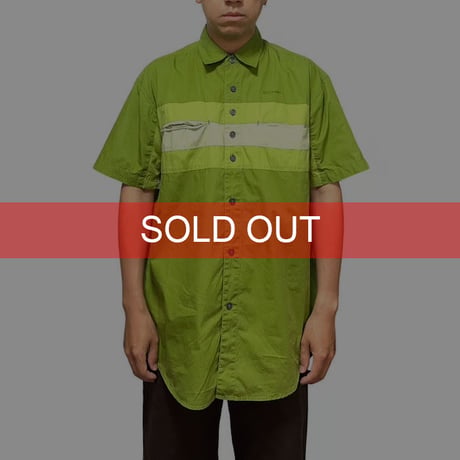 【USED】00'S VANS SWITCHING S/S SHIRT GREEN
