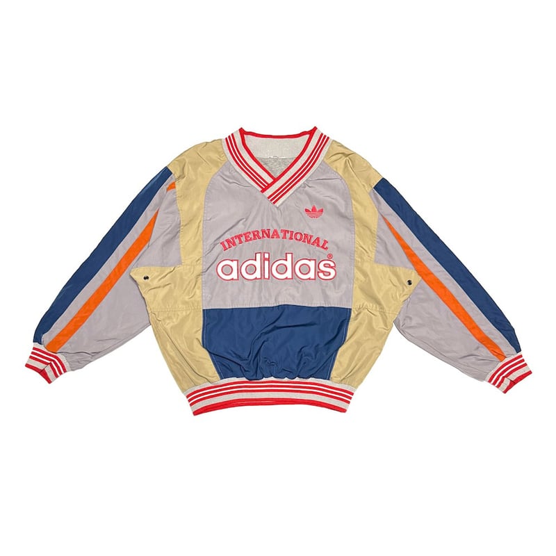 USED】80's adidas Crazy Pattern V-Neck Pullover