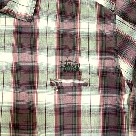 【USED】80'S-90'S OLD STUSSY OMBRER CHECK ZIP UP COTTON JACKET