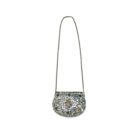 【USED】Vintage HANDMADE SHELL MOSAIC METAL CLUTCH BAG