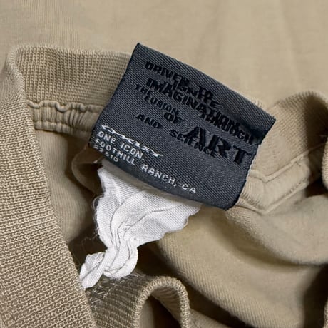 【USED】00's OAKLEY Over-Seam Glitch Graphic T-Shirt Sand Beige