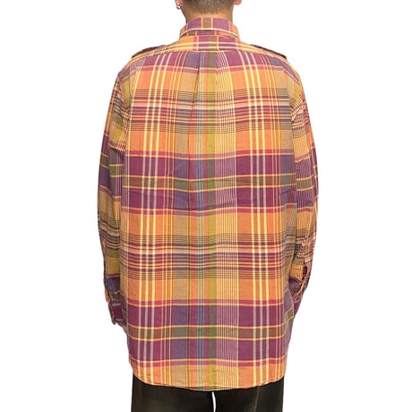【USED】90's Polo by Ralph Lauren Madras Plaid Military Utility Shirt