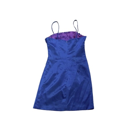 【USED】90's DE LARU by Sheila Yen BLUE ROSE SATIN DRESS