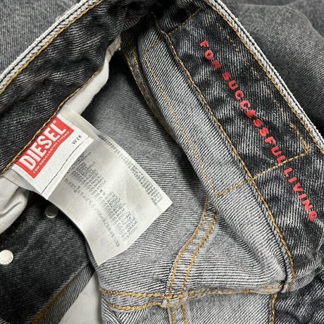 【USED】00'S DIESEL CUT-OFF BUGGY DENIM PANTS BLACK