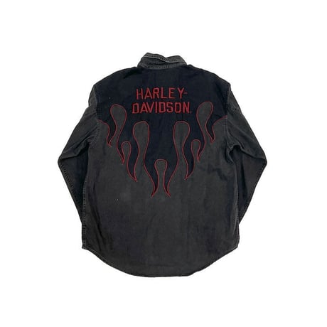 【USED】90'S-00'S HARLEY DAVIDSON BLACK FIRE SHIRT