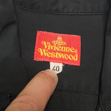 【USED】90's Vivienne Wsetwood POINTED COLLAR BLOUSE BLACK