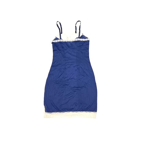 【USED】60's VEB stern wasche LINGERIE SLIP DRESS NAVY WHITE LACE