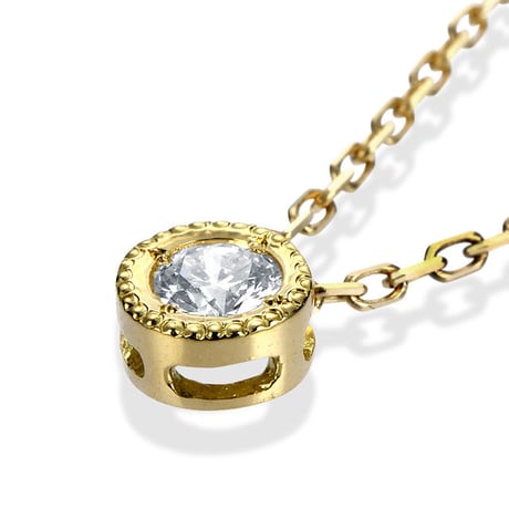 K18YG　ダイヤモンド　ミルネックレス　0.06ct〜