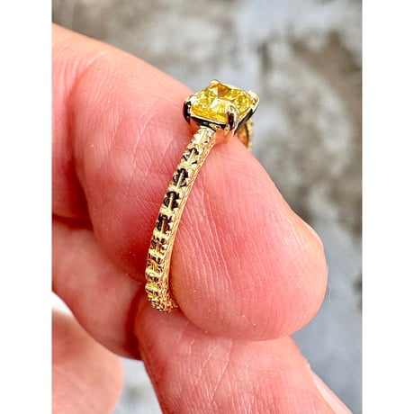 0.507ct K18YG Cushion Cut Diamond Ring (Natural) #5855