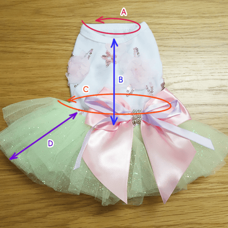【犬のドレス】お花とリボンのグリーンラメチュチュサマードレス