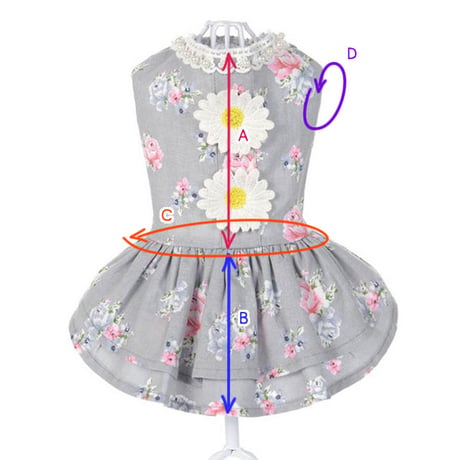 【犬服】グレーのドレスに可愛いお花