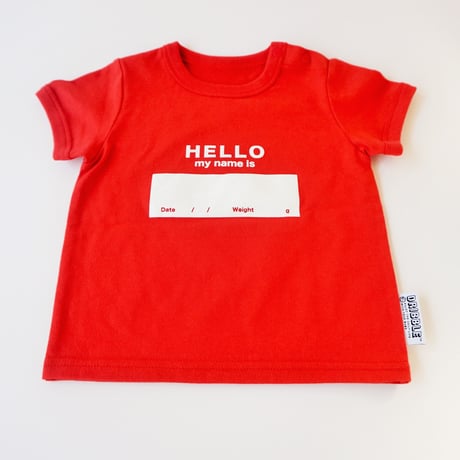 DRIBBLE "HELLO MY NAME IS" Tシャツ / RED