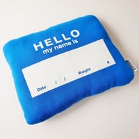 DRIBBLE "HELLO MY NAME IS" ミニクッション / BLUE