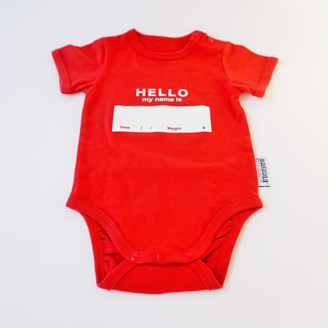 DRIBBLE "HELLO MY NAME IS" ロンパース / RED