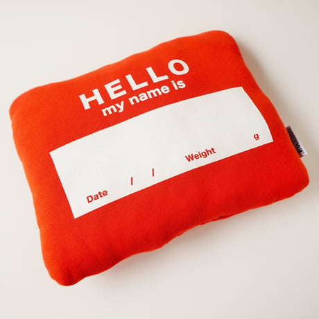 DRIBBLE  "HELLO MY NAME IS" ミニクッション / RED