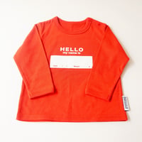 DRIBBLE "HELLO MY NAME IS" ロングスリーブTシャツ / RED