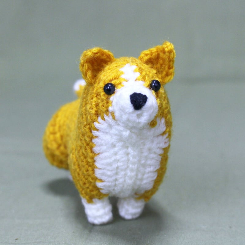 ダウンロード商品】Corgi amigurumi pattern / コーギのあみぐるみ編み