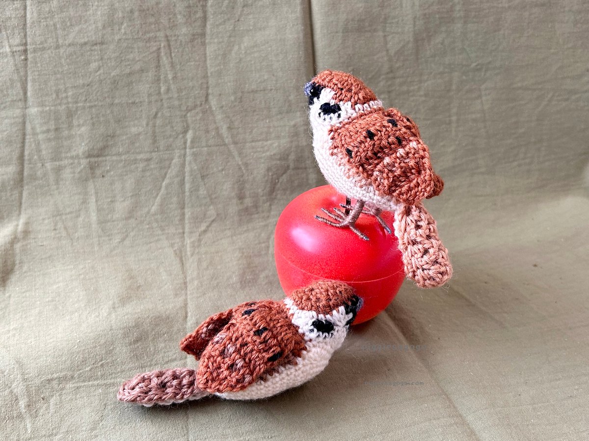 すずめのあみぐるみ編み図 Eurasian Tree Sparrow amigurumi pa
