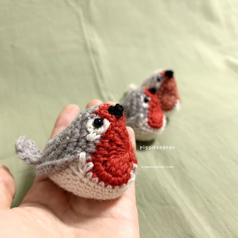 無料パターン】むねあかどり（ヨーロッパコマドリ）あみぐるみ 編み図