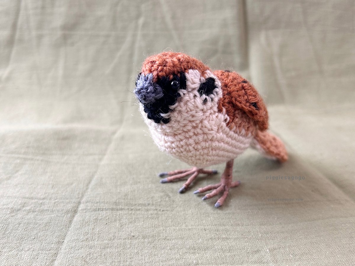 すずめのあみぐるみ編み図 Eurasian Tree Sparrow amigurumi pa