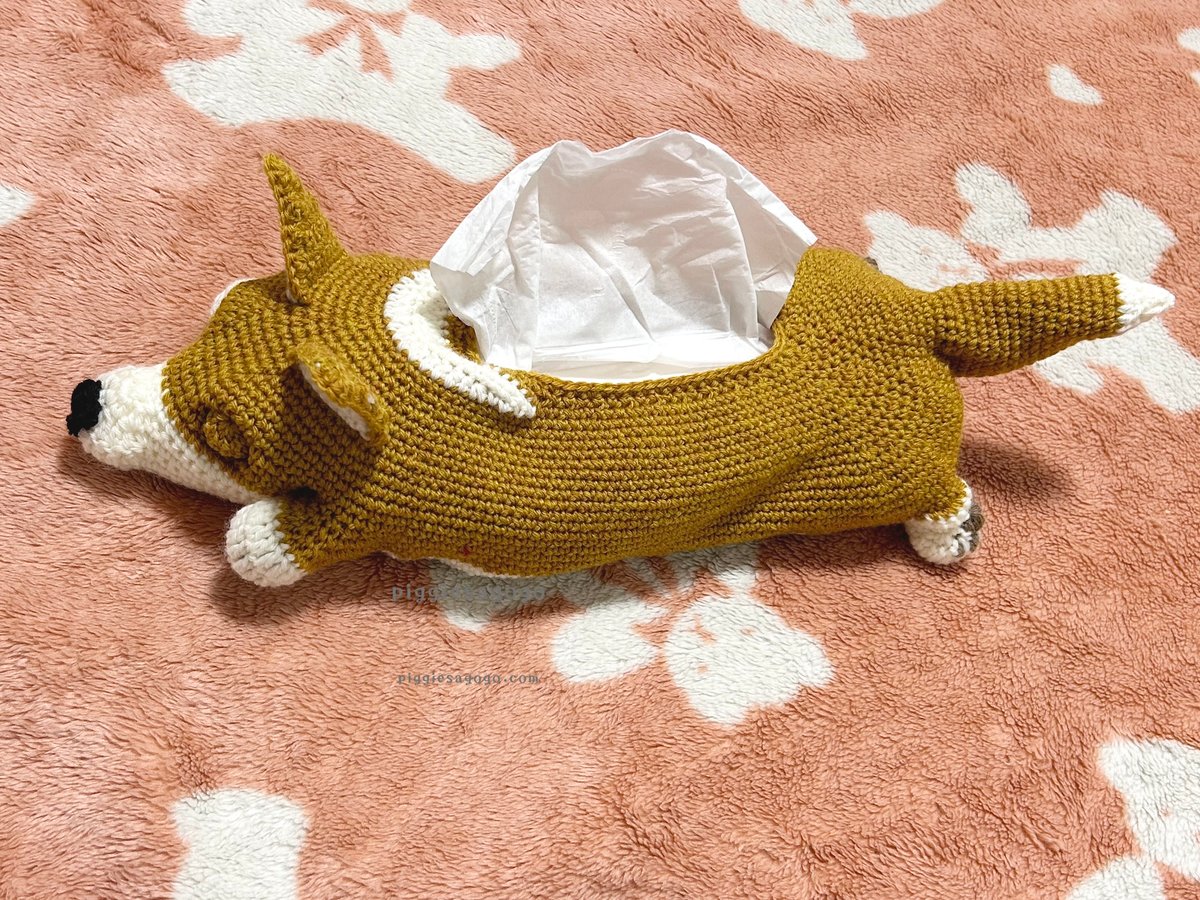 コーギーの陶器ティッシュボックス コーギーのティッシュボックスカバー Corgi tissue paper cozy