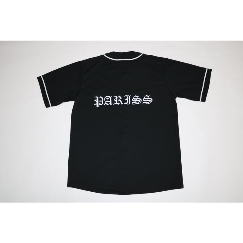 オールドイングリッシュベースボールシャツ【ブラック×蛍光ピンク