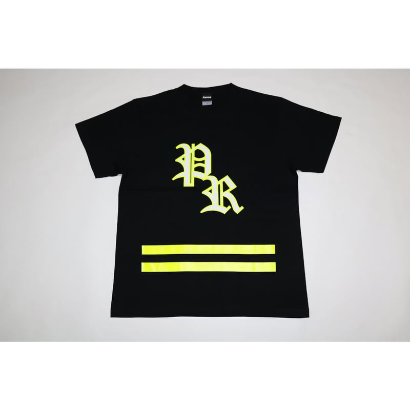 オールドPR2ラインTシャツ【ブラック×蛍光イエロー・ブラック