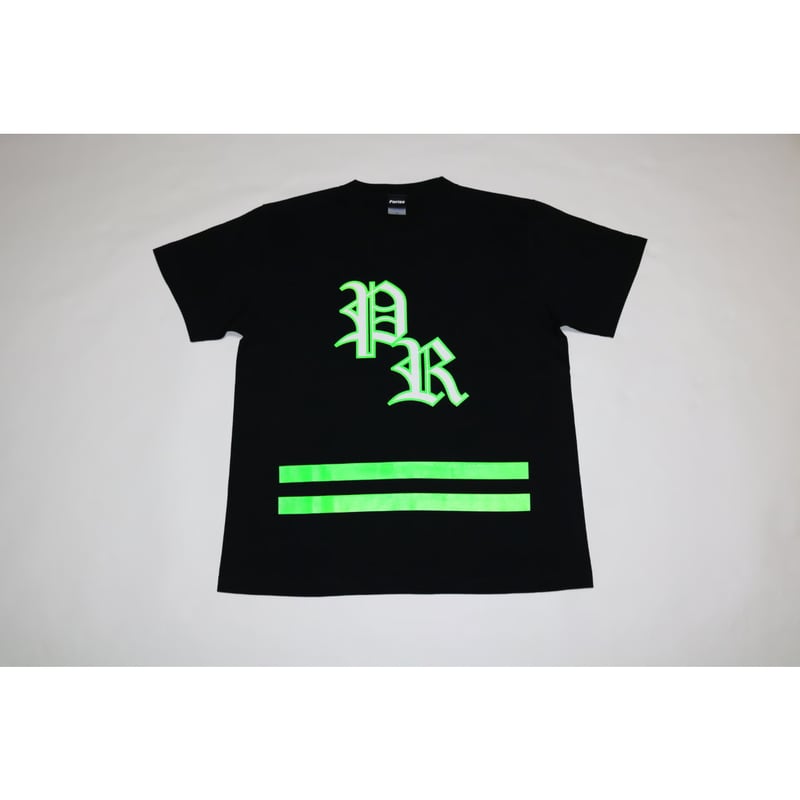 オールドPR2ラインTシャツ【ブラック×蛍光イエロー・ブラック