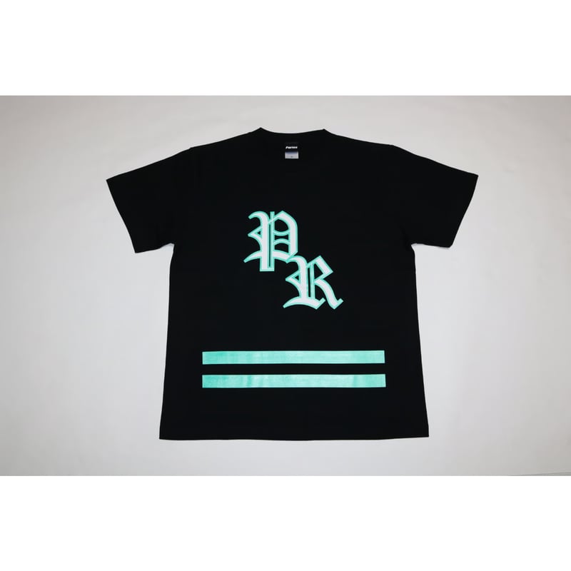 オールドPR2ラインTシャツ【ブラック×蛍光イエロー・ブラック