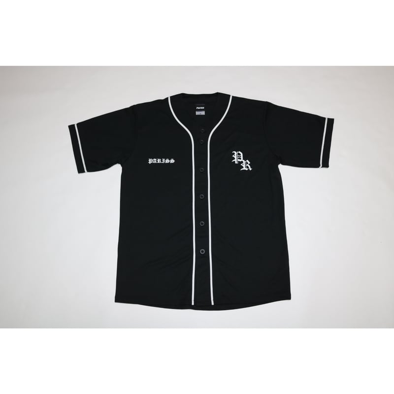【超希少2XL】バッズプール★豪華 刺繍ロゴ オープンカラー シャツ ブラック オールドイングリッシュベースボールシャツ【ブラック×蛍光ピンク