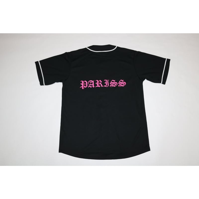 オールドイングリッシュベースボールシャツ【ブラック×蛍光ピンク
